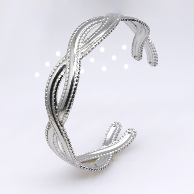 Pulsera de acero de acero inoxidable de acero inoxidable de forma C de forma C de forma cruzada